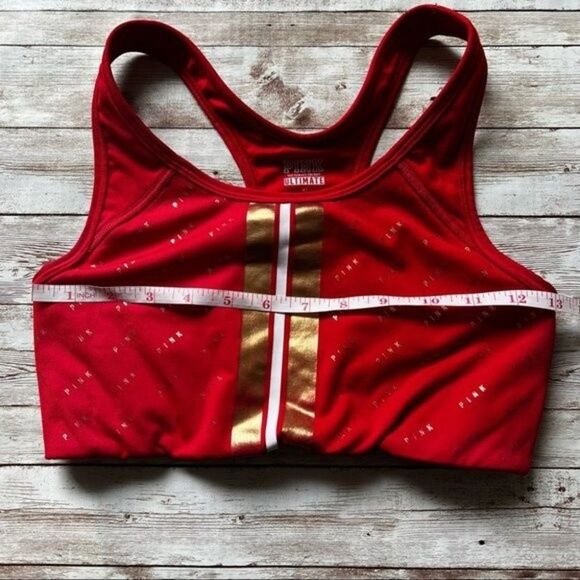 PINK Victoria's Secret Red and Gold Ultimate Unlined Sports Bra Size Medium - Picture 8 of 8